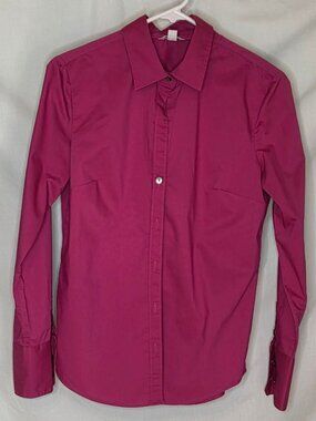 Button-up blouse: Fitted & Stretchy - Size Sm. -Calvin Klein, long sleeve - Pink